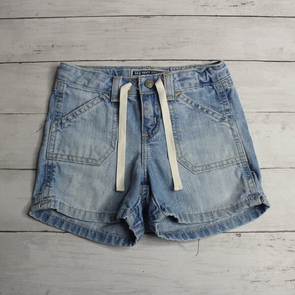 Vintage Old Navy Denim Blue Jean Shorts Girl's Size 4 4T Utility Pockets - Picture 1 of 5